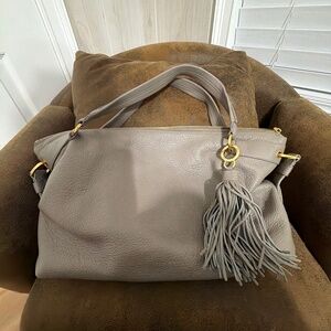 Donna Karan Leather Shoulder Bag – Taupe
